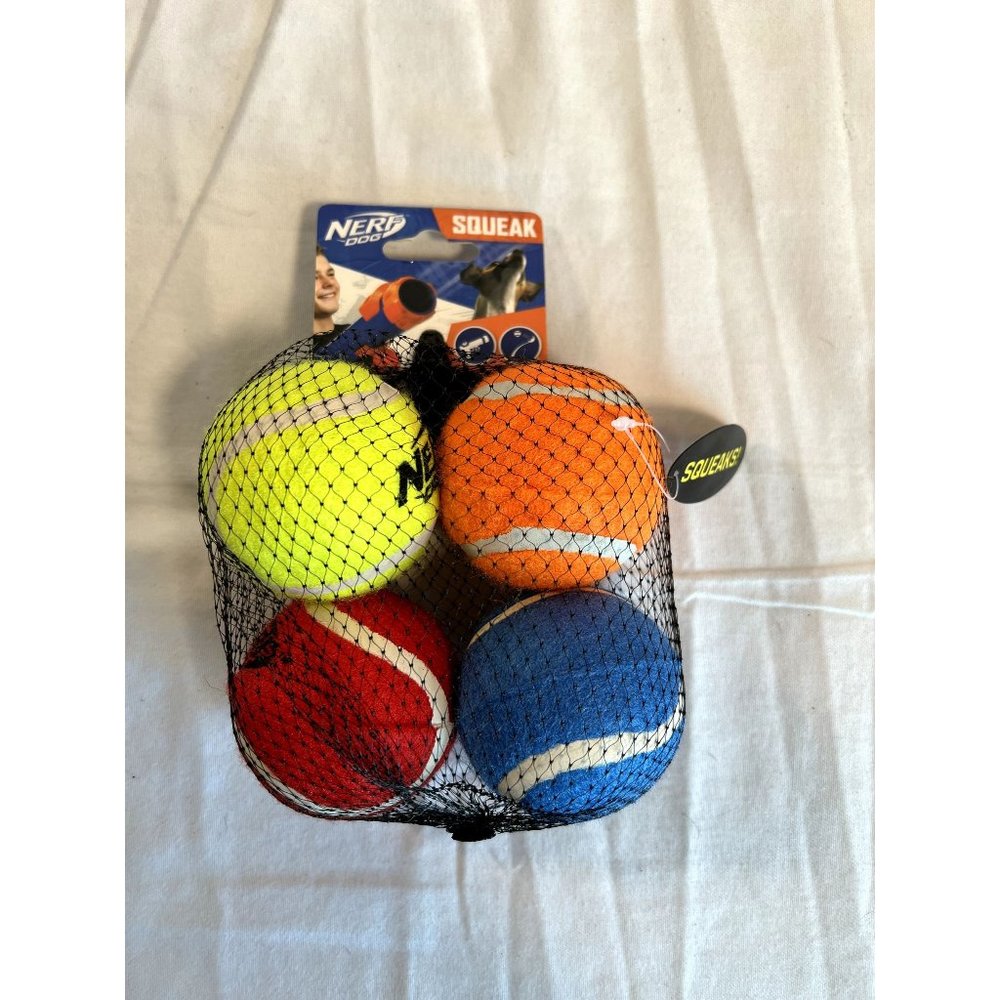 NERF Squeaker Tennis Ball 4-Pack Multicolor NWT - Picture 1 of 4